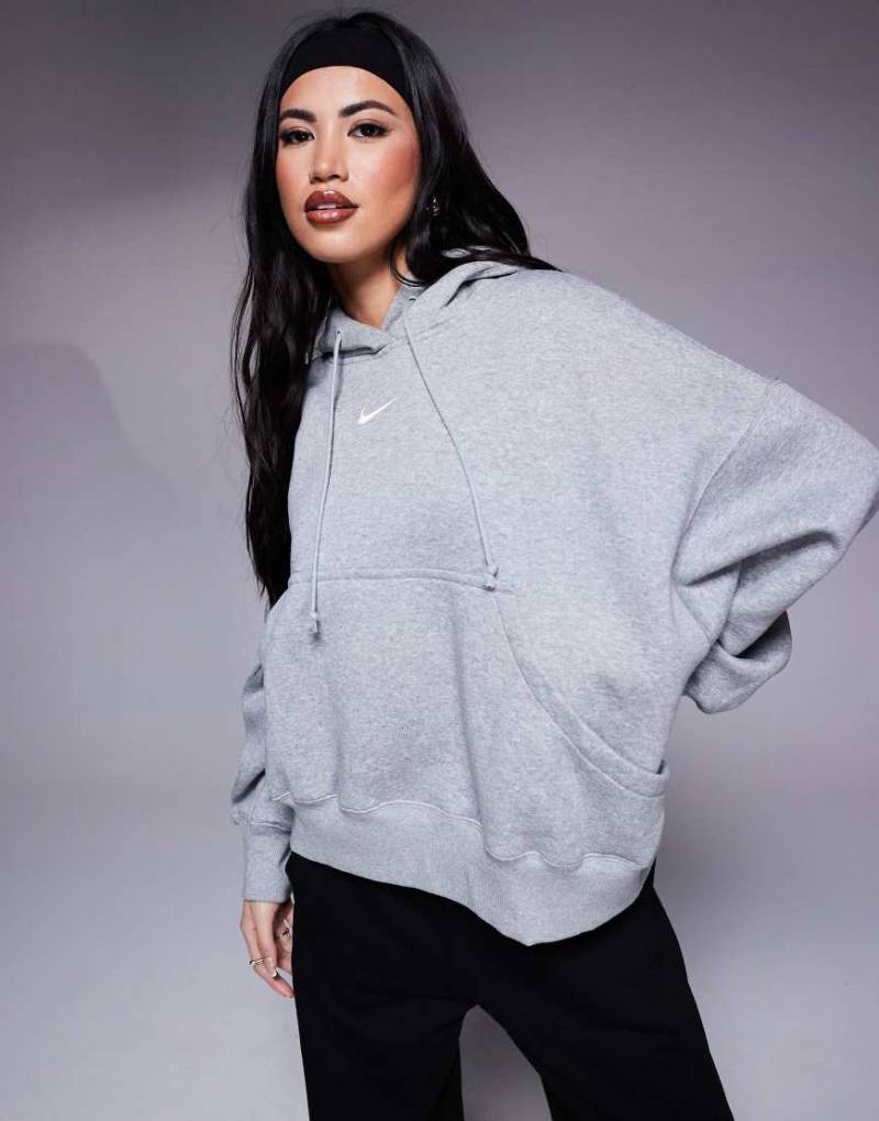 Nike - Phoenix Fleece - Kapuzenpullover in Grau mit extremer Oversize-Passform von Nike