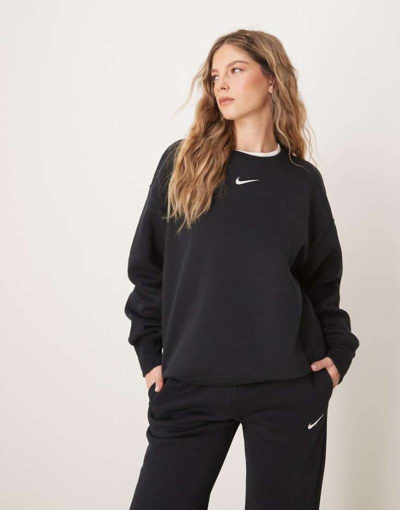 Nike - Phoenix Fleece - Longline-Sweatshirt in Schwarz mit Oversize-Schnitt von Nike