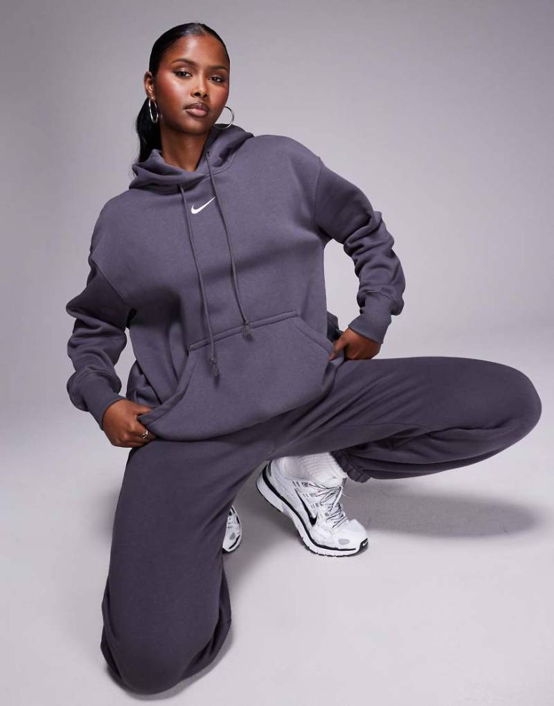 Nike - Phoenix Fleece - Oversize-Kapuzenpullover in Dunkelgrau von Nike