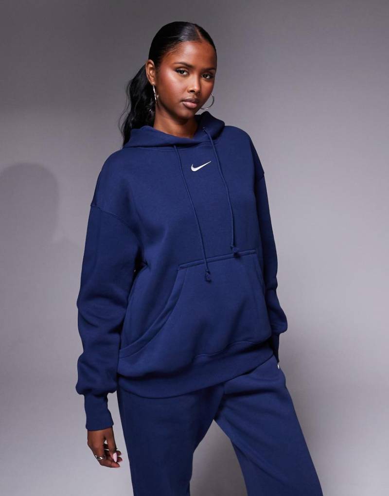 Nike - Phoenix Fleece - Oversize-Kapuzenpullover in Marineblau von Nike