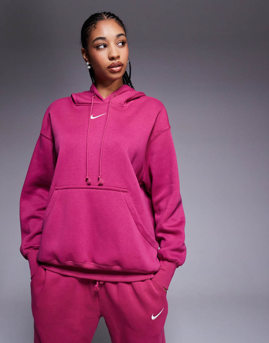 Nike - Phoenix Fleece - Oversize-Kapuzenpullover in Rosa-Lila von Nike