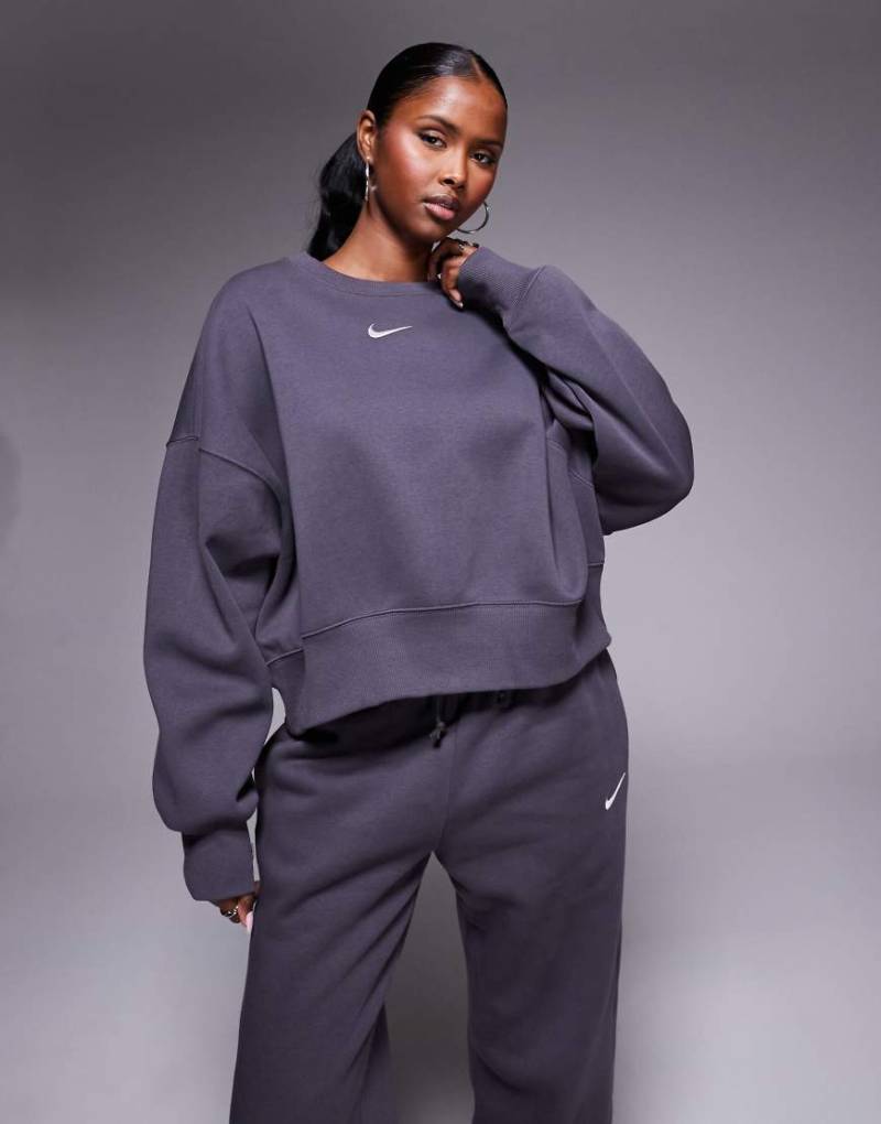 Nike - Phoenix Fleece - Sweatshirt in Dunkelgrau mit extremer Oversize-Passform von Nike