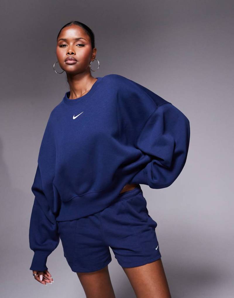 Nike - Phoenix Fleece - Sweatshirt in Marineblau mit extremer Oversize-Passform von Nike