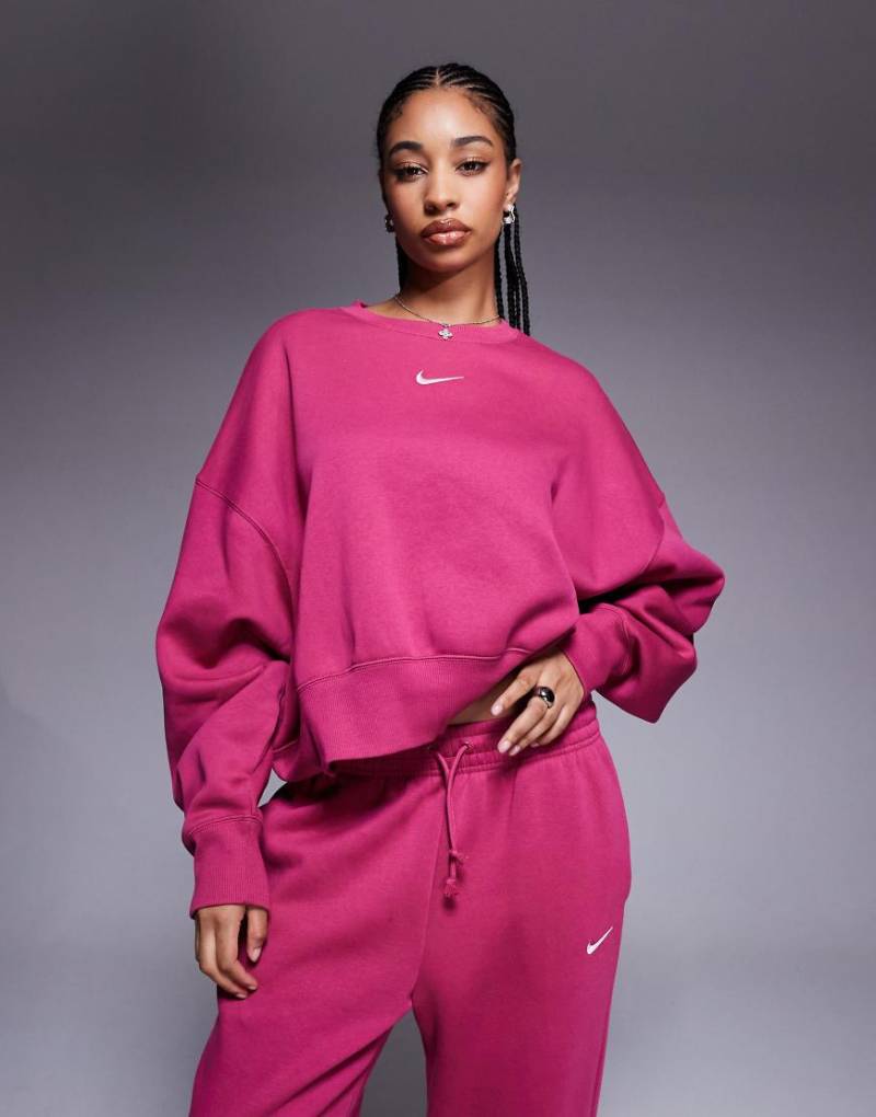 Nike - Phoenix Fleece - Sweatshirt in Rosa mit extremer Oversize-Passform-Lila von Nike