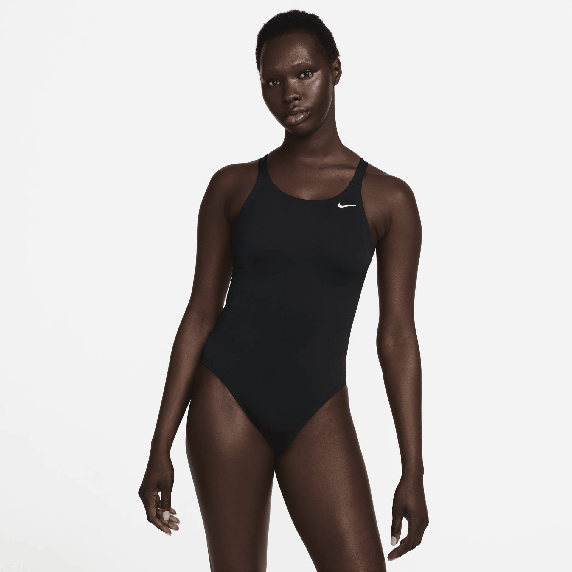 Nike Poly Solid einteiliger Fastback-Badeanzug für Damen - Schwarz von Nike