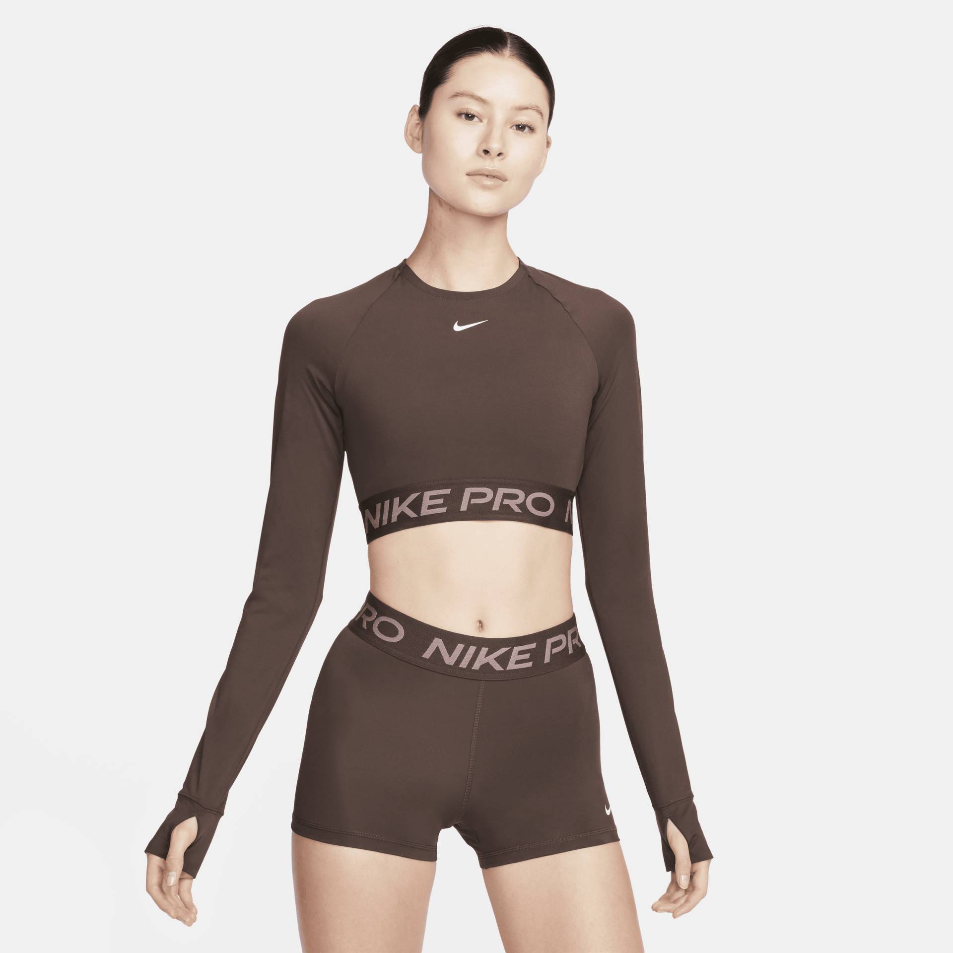 Nike Pro Dri-FIT verkürztes Longsleeve (Damen) - Braun von Nike