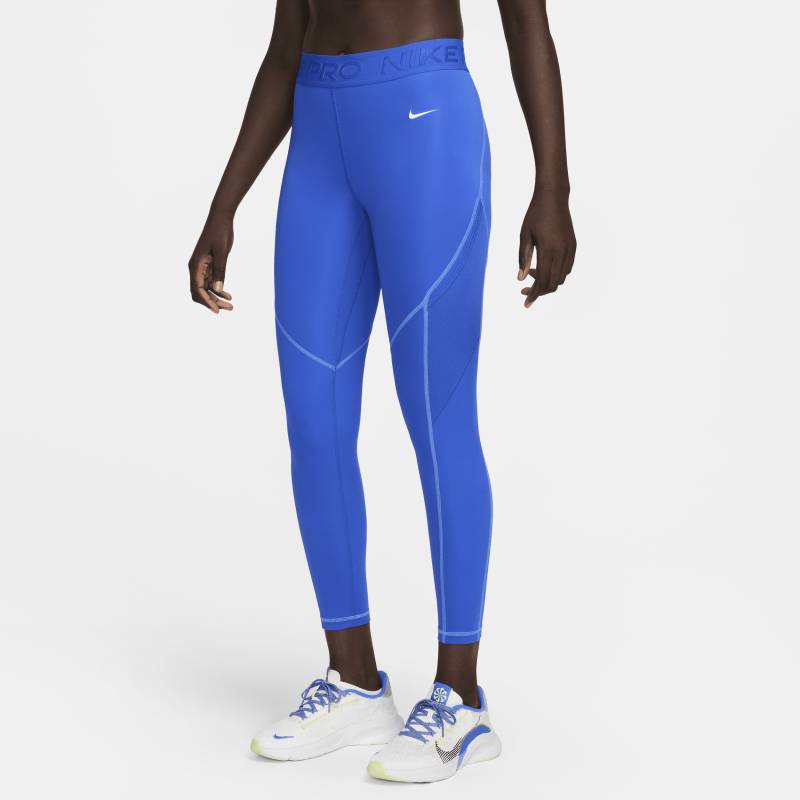 Nike Pro 7/8-Leggings mit mittelhohem Bund und Taschen für Damen - Blau von Nike