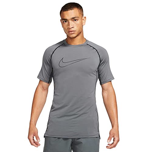 Nike Pro Dri-FIT Herren Slim Fit Kurzarm Dri-Fit Top, Iron Grey / Schwarz, Mittel von Nike