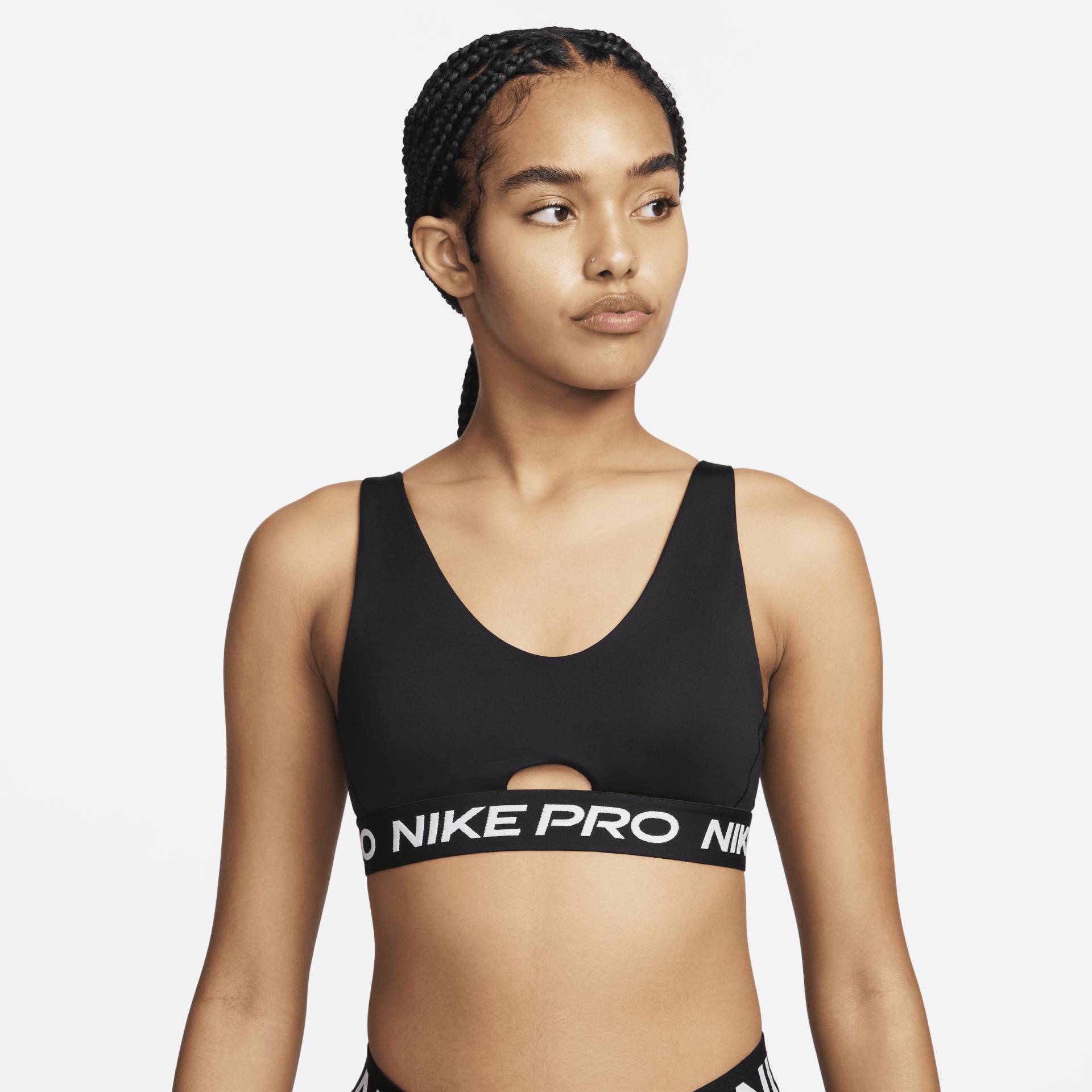 Nike Pro Indy Plunge gepolsterter Sport-BH mit mittlerem Halt für Damen - Schwarz von Nike