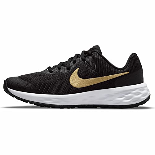 Nike Revolution 6 Adults Walking-Schuh, Black/Metallic Gold-White, 38 EU von Nike