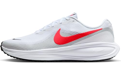 Nike Revolution 8 Straßenlaufschuh für Herren (extraweit) Laufschuh, White/Bright Crimson-Pure Platinum-Black, 44.5 EU X-Weit von Nike