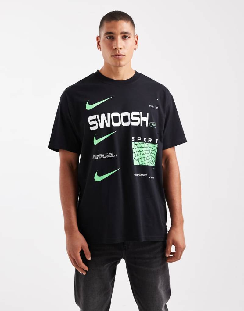 Nike - Schwarzes T-Shirt mit Swoosh-Grafik von Nike