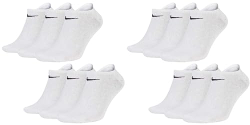 Nike Sneakersocken Socken 12 Paar Weiß Grau Schwarz Herren Damen Füßling, Farbe:Weiss, Socken Neu:46-50 von Nike
