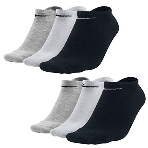 Nike Sneakersocken Socken 6 Paar Weiß Grau Schwarz Herren Damen Füßling SX2554, Farbe:Grau. Schwarz. Weiß, Socken Neu:42-46 von Nike