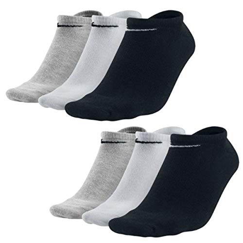 Nike Sneakersocken Socken 6 Paar Weiß Grau Schwarz Herren Damen Füßling SX2554, Farbe:Grau. Schwarz. Weiß, Socken Neu:42-46 von NIKE