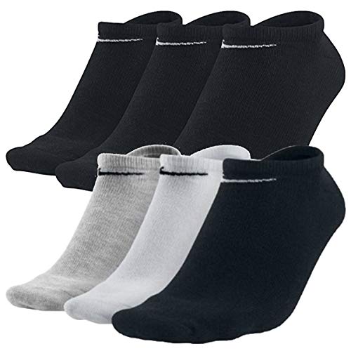Nike Sneakersocken Socken 6 Paar Weiß Grau Schwarz Herren Damen Füßling SX2554, Farbe:Schwarz/Mehrfarbig, Socken Neu:42-46 von Nike