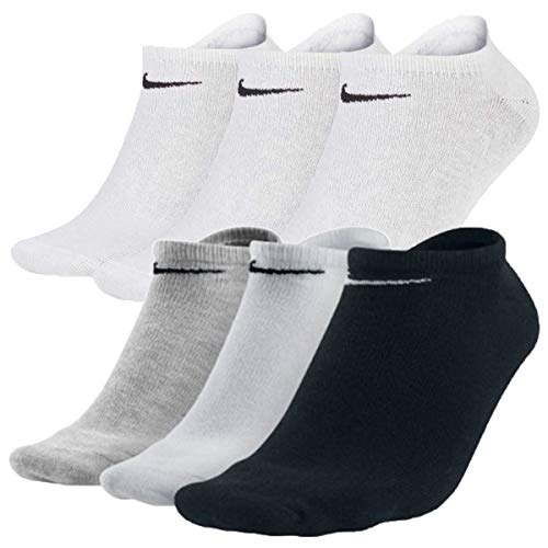 Nike Sneakersocken Socken 6 Paar Weiß Grau Schwarz Herren Damen Füßling SX2554, Farbe:Weiss/Mehrfarbig, Socken Neu:42-46 von Nike