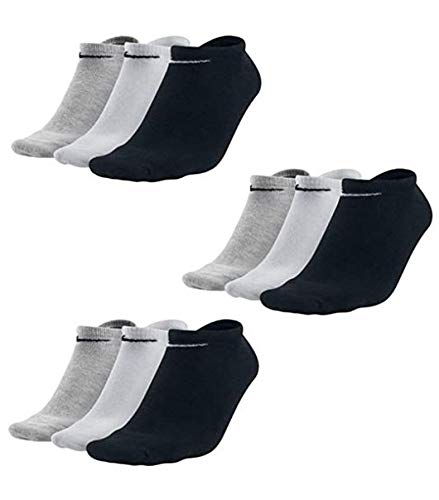Nike Sneakersocken Socken 9 Paar Weiß Grau Schwarz Herren Damen Füßling , Farbe:Grau. Schwarz. Weiß, Socken Neu:38-42 von Nike