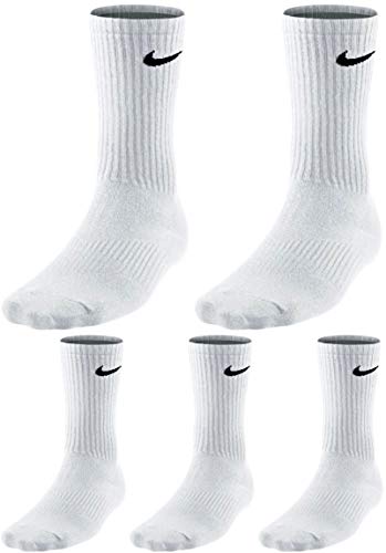 Nike Socken 5 Paar Herren Damen Sparset Tennissocken Sportsocken Laufsocken Paket Bundle, Farbe:weiß, Größe:46-50 von Nike