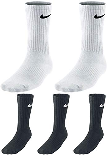 Nike Socken 5 Paar Herren Damen Sparset Tennissocken Sportsocken Laufsocken Paket Bundle, Größe:42-46, Farbe:weiß schwarz von Nike