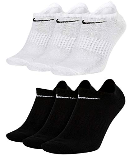 Nike Socken 6 Paar Sneakersocken Füßlinge Socken SX7680,3 Paar Weiss 3 Paar Schwarz,34-38 von NIKE