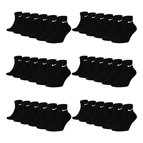 Nike 6-18 Paar Socken Damen Herren Weiß Schwarz Kurz Sportsocken Größe 34 36 38 40 42 44 46 48 50 Sparset SX7677, Größe:42-46, Sockenfarbe:18 Paar schwarz von Nike