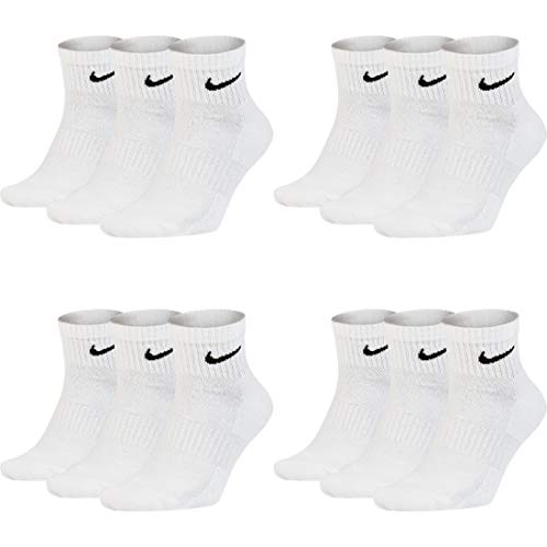 Nike Socken Damen Herren Weiß Schwarz Kurz Sportsocken Größe 34 36 38 40 42 44 46 48 50 Sparset SX7677, Sockengröße:34-38, Sockenfarbe:12 Paar weiss von Nike