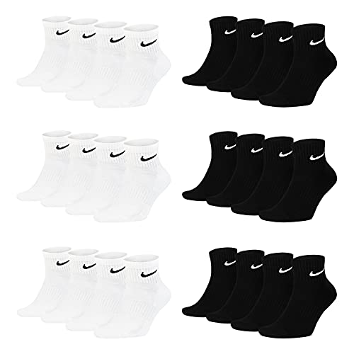 Nike Socken Damen Herren Weiß Schwarz Kurz Sportsocken Größe 34 36 38 40 42 44 46 48 50 Sparset SX7677, Sockengröße:38-42, Sockenfarbe:6 Paar weiss 6 Paar schwarz von Nike