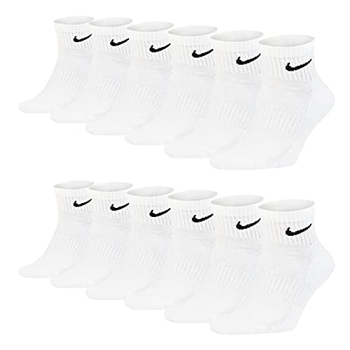 Nike Socken Damen Herren Weiß Schwarz Kurz Sportsocken Größe 34 36 38 40 42 44 46 48 50 Sparset SX7677, 6 Paar weiss, 46-50 von Nike