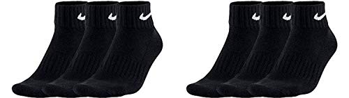 Nike Socken Herren Damen 6 Paar One Quater Socks Kurze Socke Knöchelhoch Weiß Schwarz Gemischt (weiss grau schwarz) Größe 34 36 38 40 42 44 46 48 50, Farbe:Schwarz, Grösse:46-50 von Nike