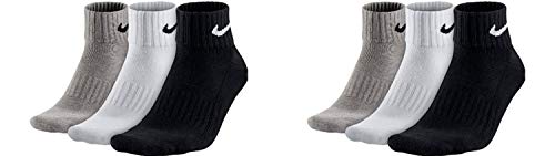 Nike Socken Herren Damen 6 Paar One Quater Socks Kurze Socke Knöchelhoch Weiß Schwarz Gemischt (weiss grau schwarz) Größe 34 36 38 40 42 44 46 48 50, Farbe:grau/weiß/schwarz, Größe:42-46 von Nike