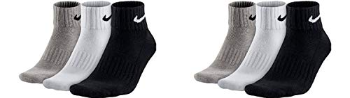 Nike Socken Herren Damen 6 Paar One Quater Socks Kurze Socke Knöchelhoch Weiß Schwarz Gemischt (weiss grau schwarz) Größe 34 36 38 40 42 44 46 48 50, Farbe:grau/weiß/schwarz, Größe:46-50 von Nike