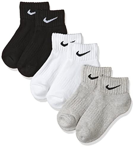 Nike Socken Herren Damen 6 Paar One Quater Socks Kurze Socke Knöchelhoch Weiß Schwarz Gemischt (weiss grau schwarz) Größe 34 36 38 40 42 44 46 48 50, Farbe:schwarz weiß/grau/schwarz, Größe:34-38 von Nike