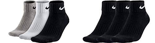 Nike Socken Herren Damen 6 Paar One Quater Socks Kurze Socke Knöchelhoch Weiß Schwarz Gemischt (weiss grau schwarz) Größe 34 36 38 40 42 44 46 48 50, Farbe:schwarz weiß/grau/schwarz, Größe:38-42 von Nike