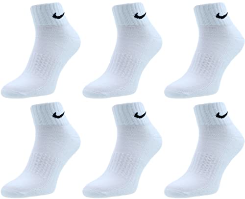 Nike Socken Herren Damen 6 Paar One Quater Socks Kurze Socke Knöchelhoch Weiß Schwarz Gemischt (weiss grau schwarz) Größe 34 36 38 40 42 44 46 48 50, Farbe:weiß, Grösse:34-38 von Nike