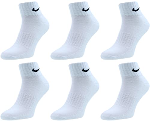 Nike Socken Herren Damen 6 Paar One Quater Socks Kurze Socke Knöchelhoch Weiß Schwarz Gemischt (weiss grau schwarz) Größe 34 36 38 40 42 44 46 48 50, Farbe:weiß, Grösse:42-46 von Nike