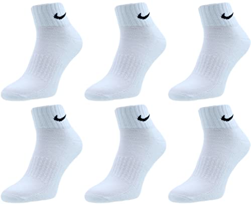 Nike Socken Herren Damen 6 Paar One Quater Socks Kurze Socke Knöchelhoch Weiß Schwarz Gemischt (weiss grau schwarz) Größe 34 36 38 40 42 44 46 48 50, Farbe:weiß, Grösse:42-46 von Nike