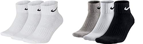 Nike Socken Herren Damen 6 Paar One Quater Socks Kurze Socke Knöchelhoch Weiß Schwarz Gemischt (weiss grau schwarz) Größe 34 36 38 40 42 44 46 48 50, Farbe:weiß weiß/grau/schwarz, Größe:46-50 von Nike