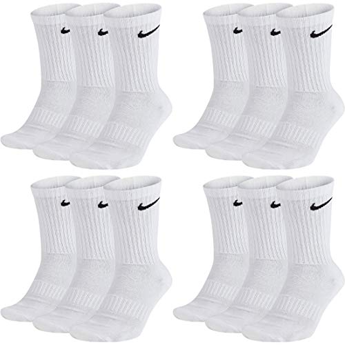 Nike Socken Herren Damen Lang Weiß Grau Schwarz Tennissocken 12 Paar Sportsocken Sparset Größe 34 36 38 40 42 44 46 48 50, Größe:38-42, Farbcode + Farbe:A40 12 Paar weiss von NIKE