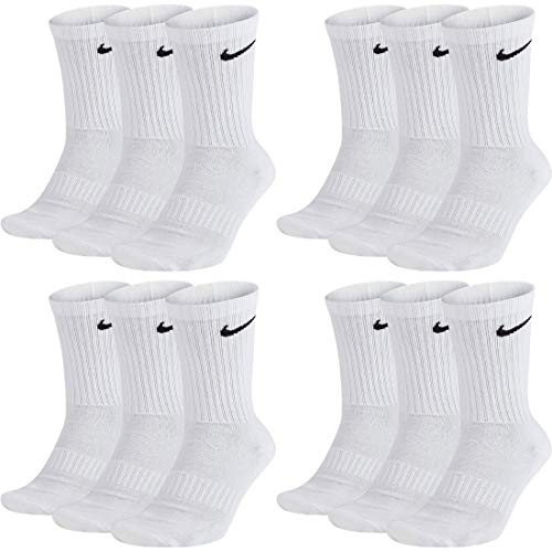 Nike Socken Herren Damen Lang Weiß Grau Schwarz Tennissocken 12 Paar Sportsocken Sparset Größe 34 36 38 40 42 44 46 48 50, Größe:46-50, Farbcode + Farbe:A40 12 Paar weiss von Nike