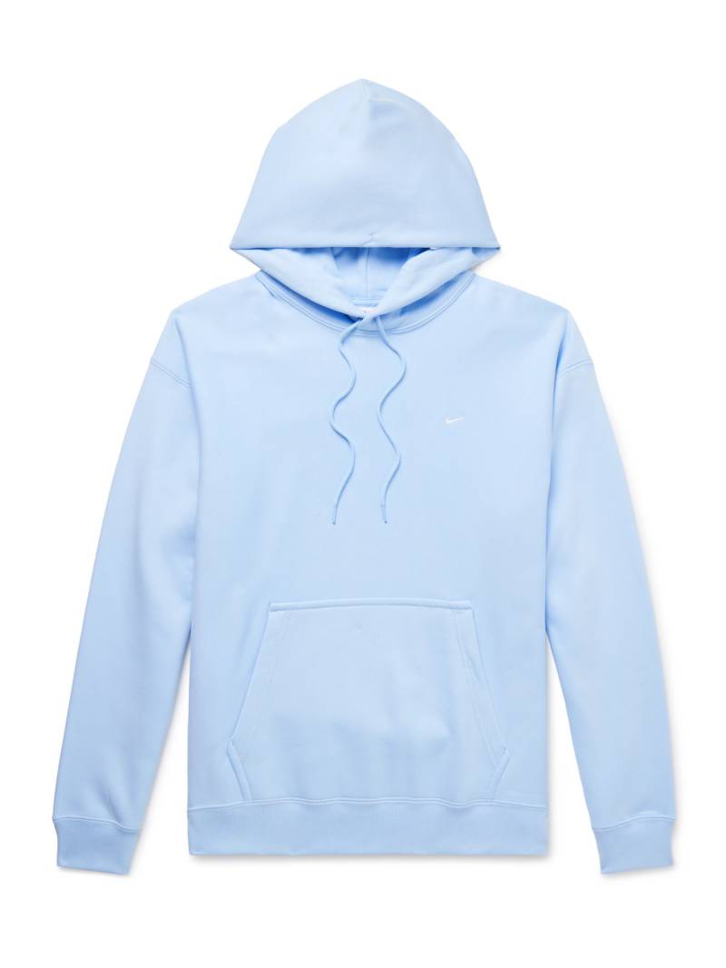 Nike - Solo Swoosh Logo-Embroidered Cotton-Blend Jersey Hoodie - Men - Blue - M von Nike