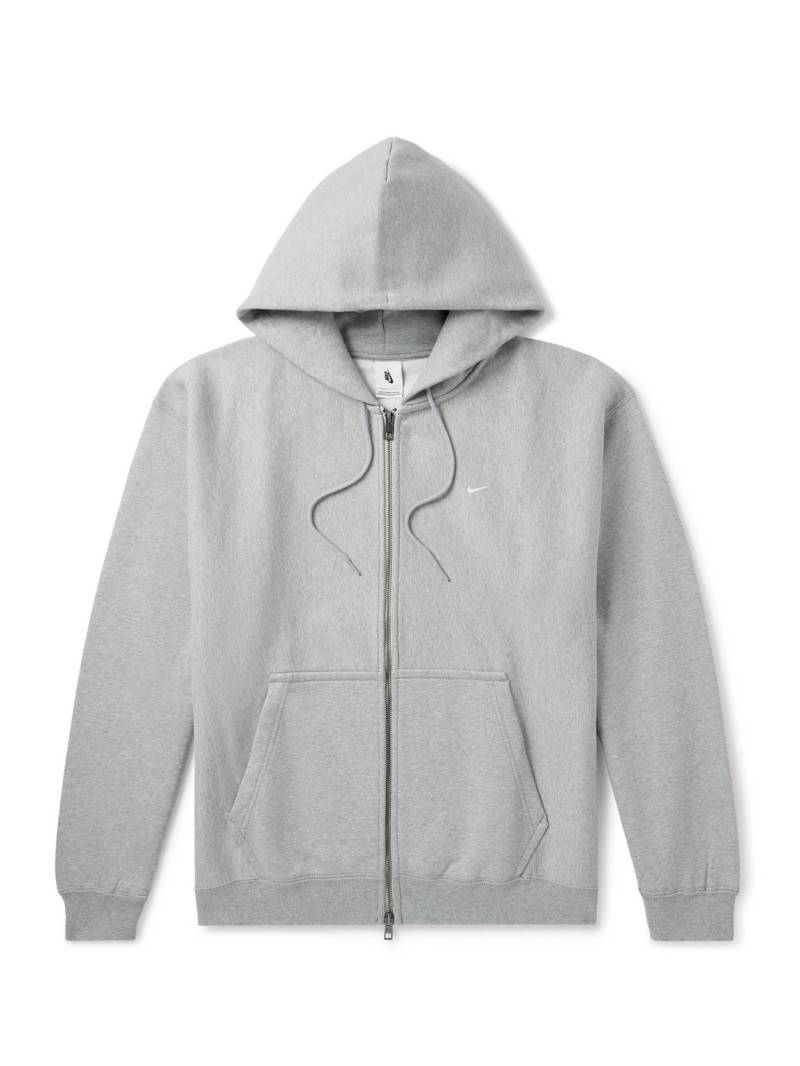 Nike - Solo Swoosh Logo-Embroidered Cotton-Blend Jersey Hoodie - Men - Gray - L von Nike