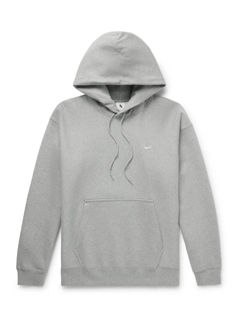Nike - Solo Swoosh Logo-Embroidered Cotton-Blend Jersey Hoodie - Men - Gray - S von Nike