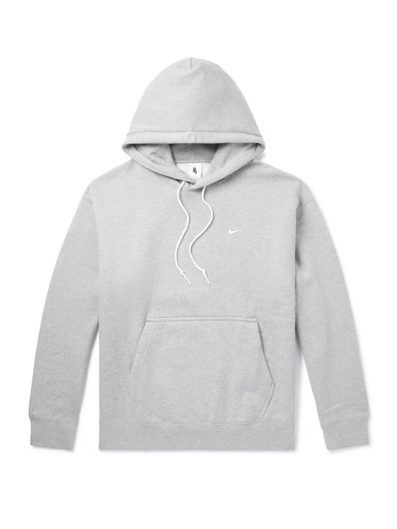 Nike - Solo Swoosh Logo-Embroidered Cotton-Blend Jersey Hoodie - Men - Gray - XL von Nike