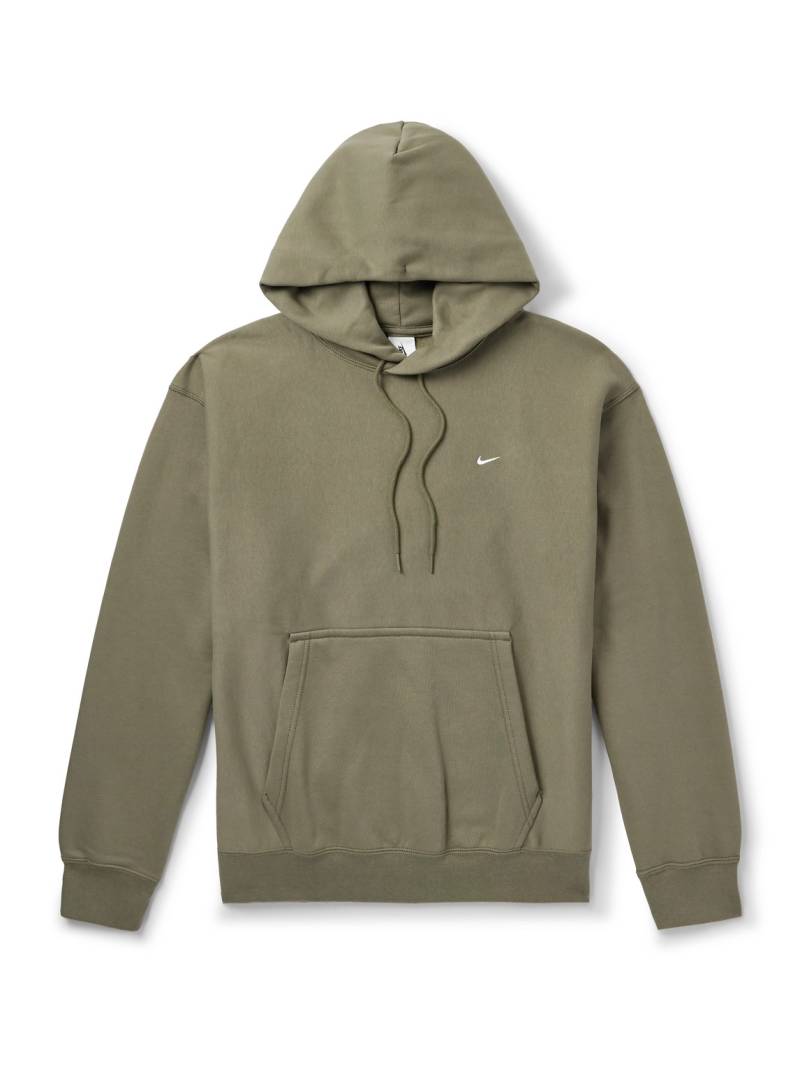 Nike - Solo Swoosh Logo-Embroidered Cotton-Blend Jersey Hoodie - Men - Green - XXL von Nike