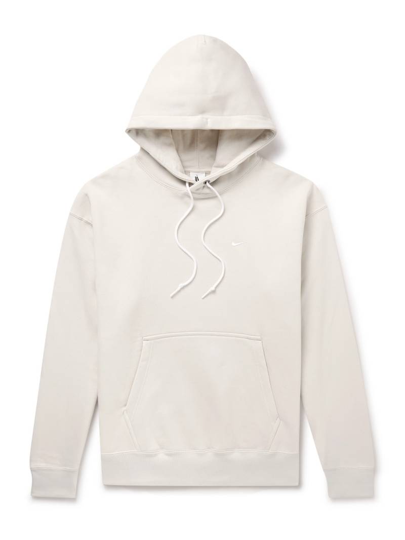 Nike - Solo Swoosh Logo-Embroidered Cotton-Blend Jersey Hoodie - Men - Neutrals - L von Nike