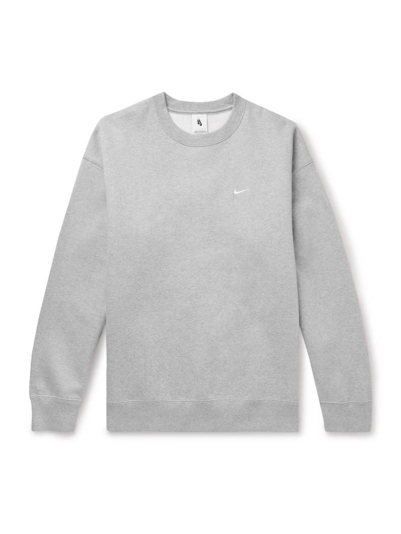 Nike - Solo Swoosh Logo-Embroidered Cotton-Blend Jersey Sweatshirt - Men - Gray - XL von Nike