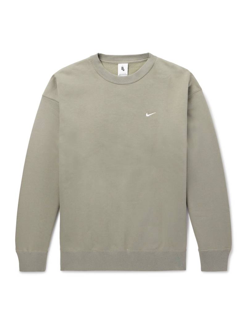 Nike - Solo Swoosh Logo-Embroidered Cotton-Blend Jersey Sweatshirt - Men - Green - S von Nike