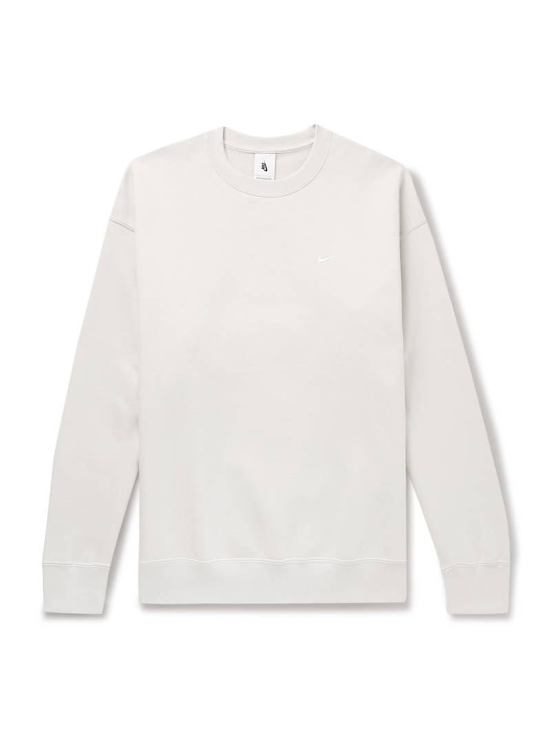 Nike - Solo Swoosh Logo-Embroidered Cotton-Blend Jersey Sweatshirt - Men - Neutrals - XS Nike - Solo Swoosh Logo-Embroidered Cotton-Blend Jersey Sweatshirt - Men - Neutrals - XS von Nike