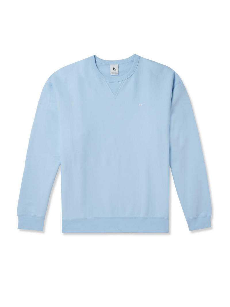 Nike - Solo Swoosh Oversized Logo-Embroidered Cotton-Blend Jersey Sweatshirt - Men - Blue - L von Nike